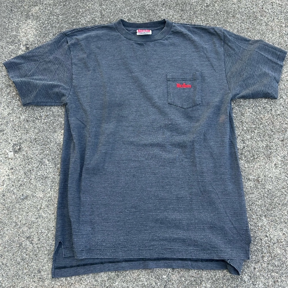 Vintage 90s Marlboro Striped Pocket Tee